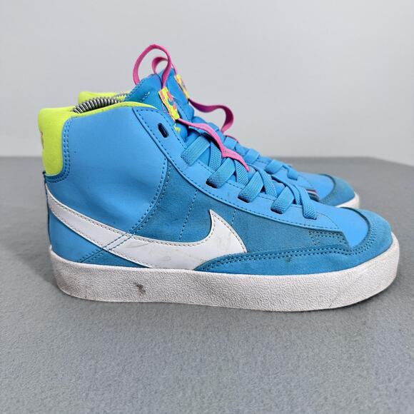 Nike Blazer Mid Shoes Youth Size 3Y Blue Pink Volt Just Do It DQ6085-400 - Picture 2 of 11